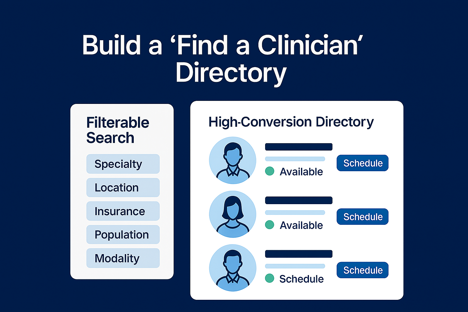 How Do I Redesign My Group Practice Website for Multiple Clinicians? 11 Find a Clinician Directory for group therapy website